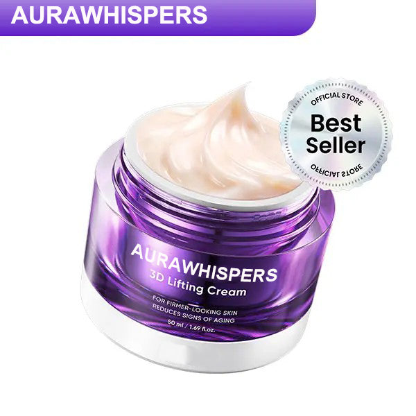 Aurawhispers 3D Lifting Cream 1.7 fl oz | Advanced Anti-Aging Probiotic Facial Night Cream with 17-Peptide Complex for Wrinkles on Face and Neck Nourishing Hydrating Skin Repair Firming Smooth