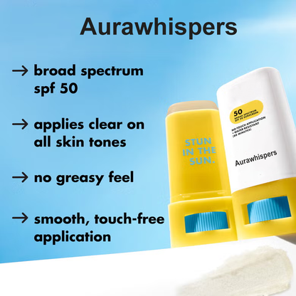 Aurawhispers Clear SPF 50 Sunscreen Stick | Invisible Broad Spectrum UVA/UVB Protection
