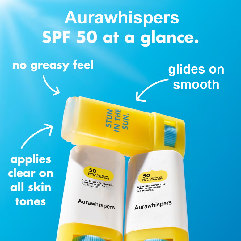 Aurawhispers Clear SPF 50 Sunscreen Stick | Invisible Broad Spectrum UVA/UVB Protection