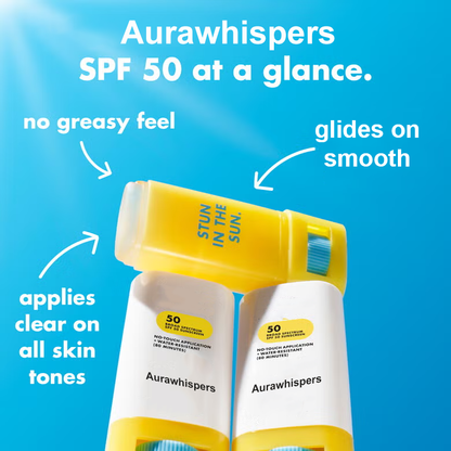 Aurawhispers Clear SPF 50 Sunscreen Stick | Invisible Broad Spectrum UVA/UVB Protection