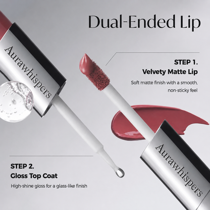 Aurawhispers Dual-Tone Dual-Ended Liquid Lipstick, Matte & Gloss Two-Tip Lip Color