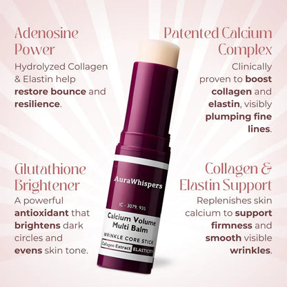 AuraWhispers Calcium Infused Multi Balm Stick - Collagen Infused Hydrating Anti-Aging Moisturizer