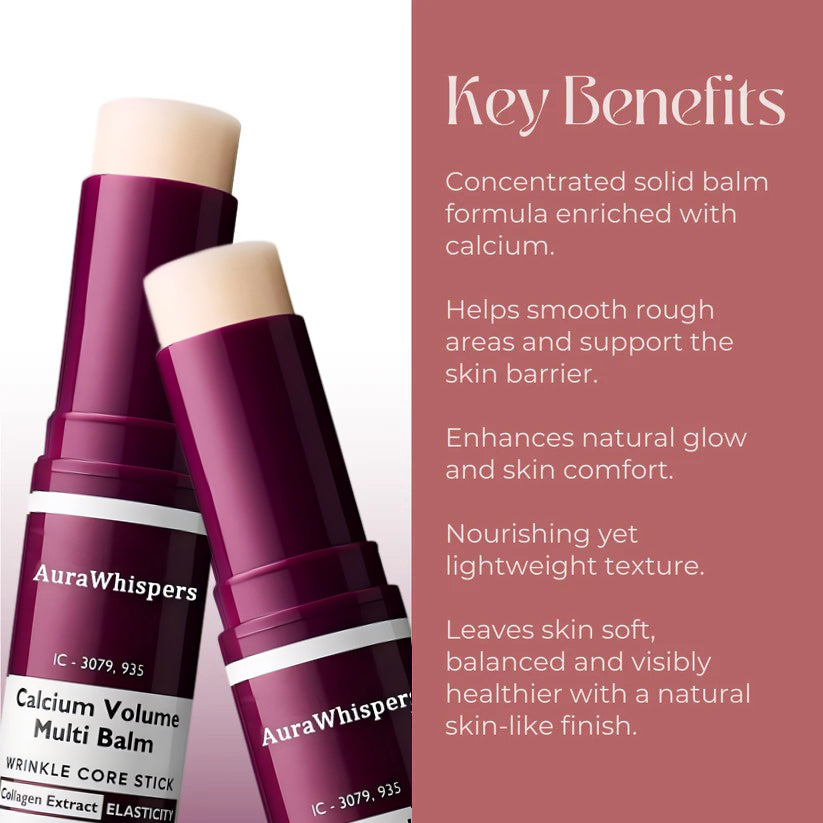 AuraWhispers Calcium Infused Multi Balm Stick - Collagen Infused Hydrating Anti-Aging Moisturizer