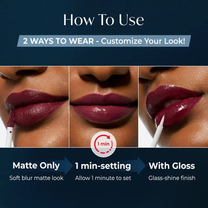 Aurawhispers Dual-Tone Dual-Ended Liquid Lipstick, Matte & Gloss Two-Tip Lip Color