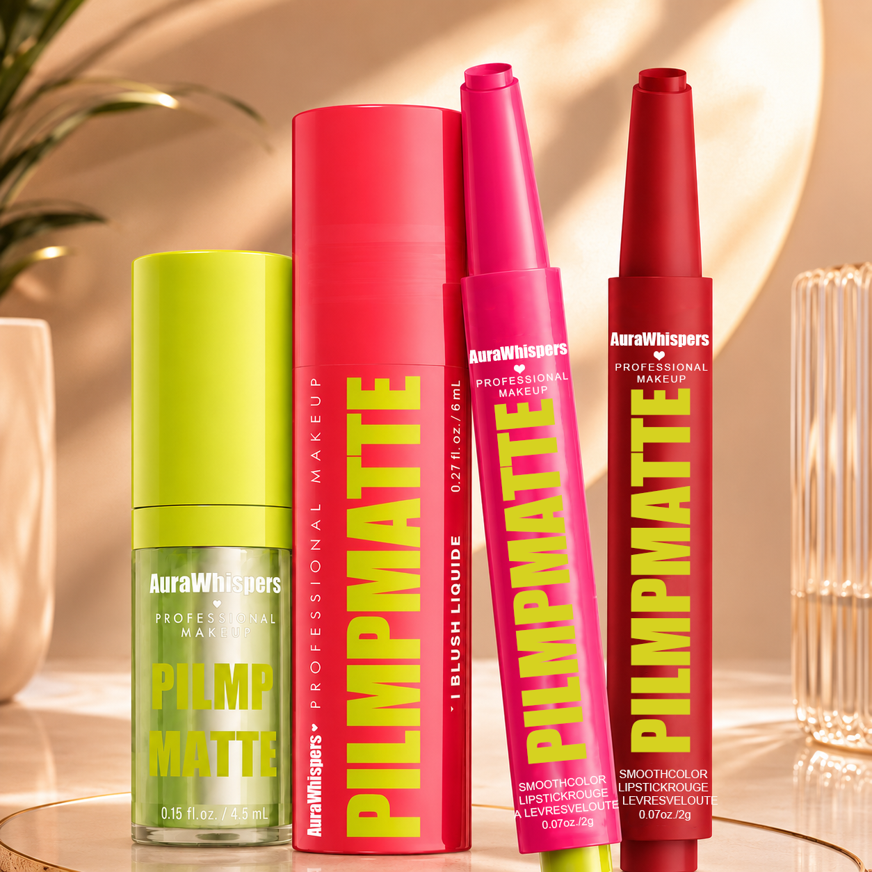 Last Day Buy 1 Get 1 Free PILMPMATTE Lipstick - Smooth Color Lipstick with Cushion-Soft Formula - Moisturizing, Lightweight, Creamy Pigments, Aurawhispers