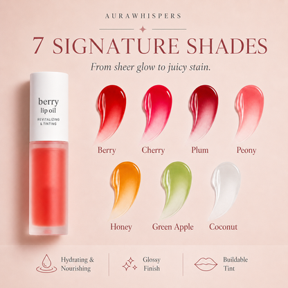 Last Day Buy 1 Get 1 Free Aurawhispers Apple Lip Oil Lip Stain｜Transfer-Proof Hydrating Plump Glossy Lip Tint, 7 Colors