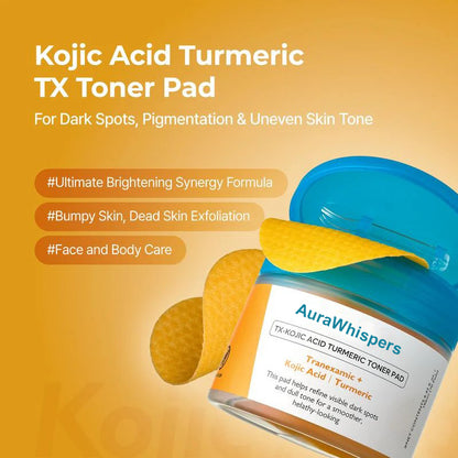 AuraWhispers Official Kojic Acid Turmeric TX Toner Pad (70 pads)