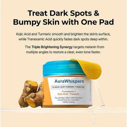 AuraWhispers Official Kojic Acid Turmeric TX Toner Pad (70 pads)