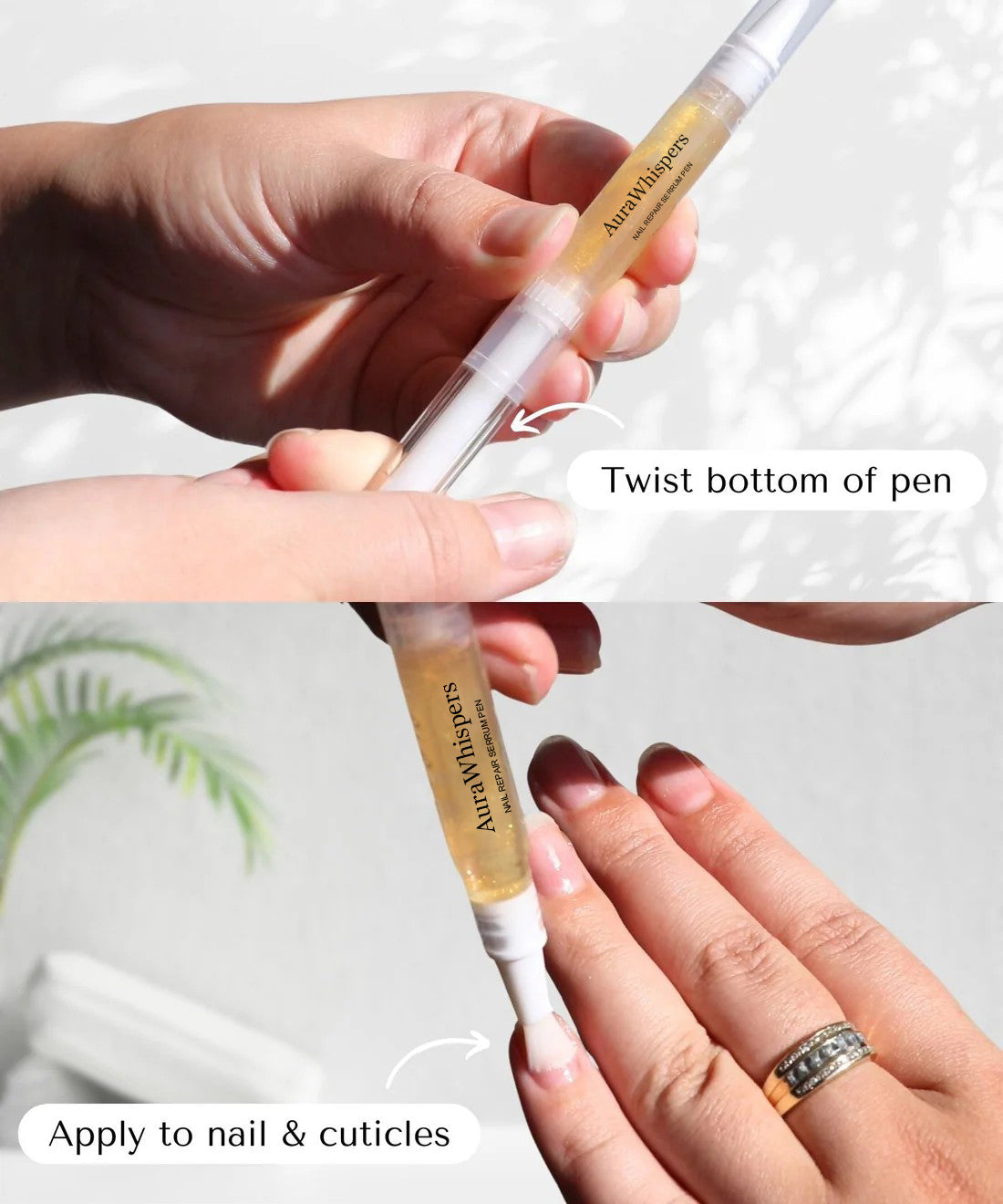 AuraWhispers 100% Organic Nail Growth Oil, Enriched with Vitamins & Fatty Acids to Nourish, Strengthen and Brighten Nails