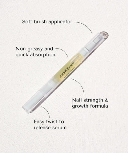 AuraWhispers 100% Organic Nail Growth Oil, Enriched with Vitamins & Fatty Acids to Nourish, Strengthen and Brighten Nails